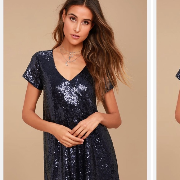 Lulus Dresses & Skirts - Lulus Navy Sequined Shift Dress